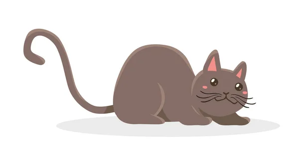Vektor Illustration Des Glücklichen Netten Braunen Katzencharakters Auf Weißem Hintergrund — Stockvektor