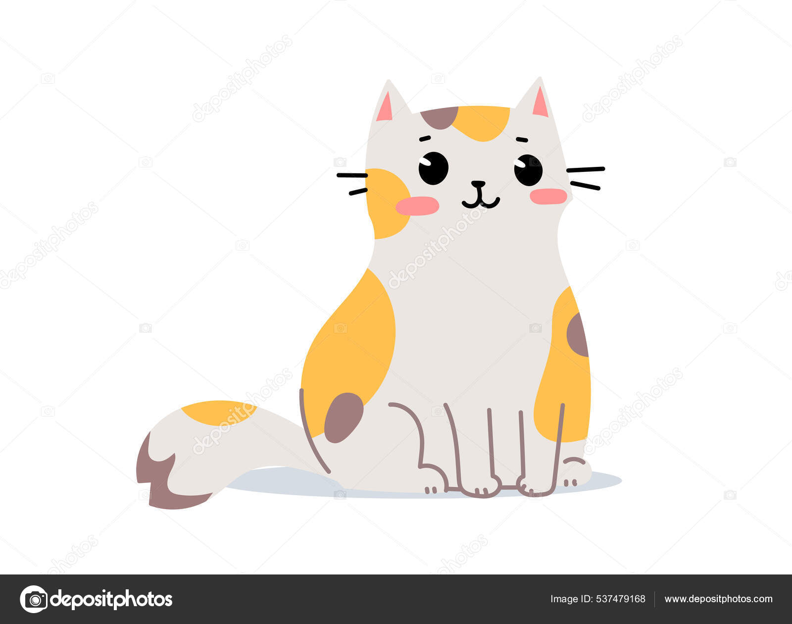 배경에 사랑스럽고 귀여운 고양이 캐릭터에 디자인의 동물을 현수막 스톡 벡터 - ©wowomnom 537479168, image size:1600x1260