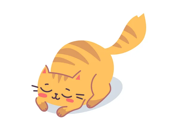 Vektorové Ilustrace Šťastné Roztomilé Pruhované Kočičí Postavy Bílém Pozadí Plochý — Stockový vektor