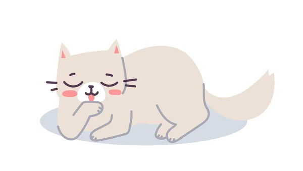 Vektor Illusztráció Boldog Aranyos Macska Karakter Fehér Színű Háttér Lapos — Stock Vector
