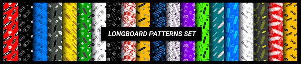 Vector Big Set Illustration Skateboard Different Bright Color Background Skateboarding — Stock Vector
