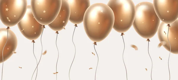 Vector Urlaub Illustration Des Fliegens Realistische Goldene Farbe Luftballon Auf — Stockvektor