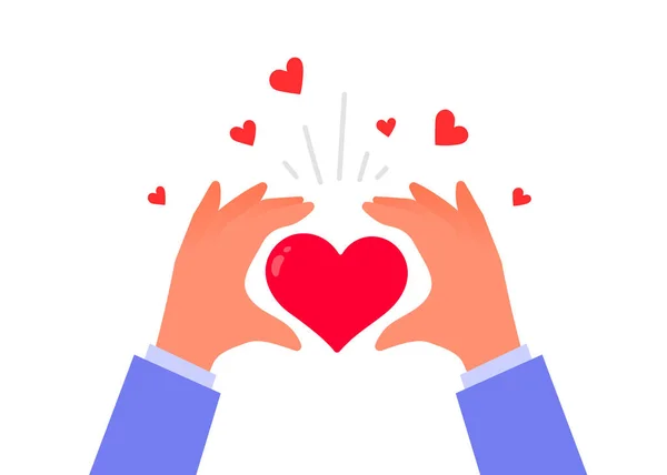 Donación Bondad Vectorial Ilustración Caridad Con Corazón Forma Roja Sobre — Vector de stock