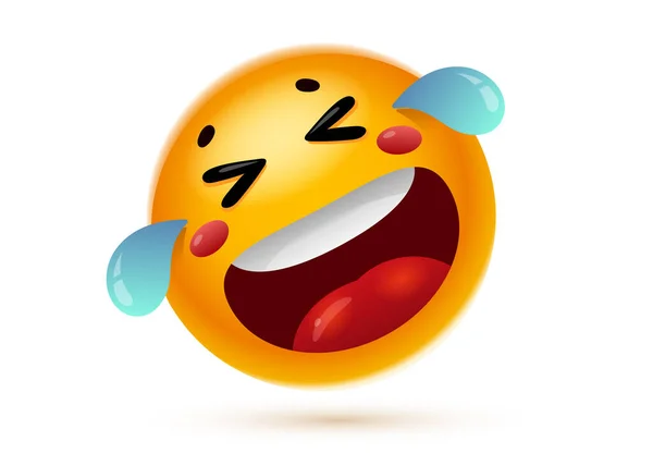 Vektor Illustration Roligt Skratta Till Tårar Emoji Vit Bakgrund Stil — Stock vektor
