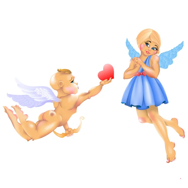 Cupido & Chica — Vector de stock