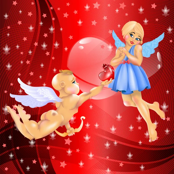 Cupido & Menina Ilustração De Stock
