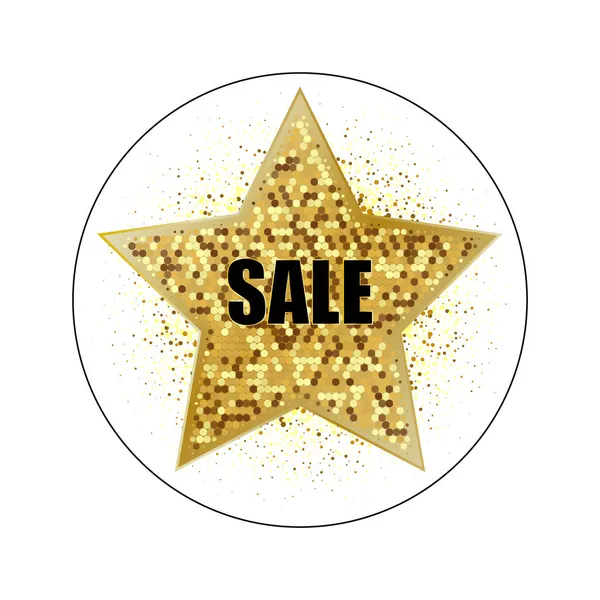 Golden Vector Star Vector Banner White Background Gold Glitter Star — Stock Vector