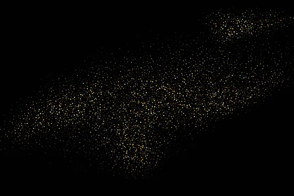 Festive design background with falling glitter confetti, golden dust, gold glitters — Stock Vector