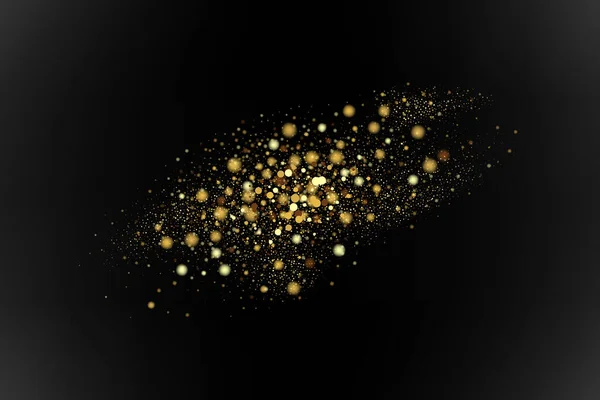 Праздничный дизайн фона с падающими блестками конфетти, золотая пыль, золотые блестки, боке — стоковый вектор