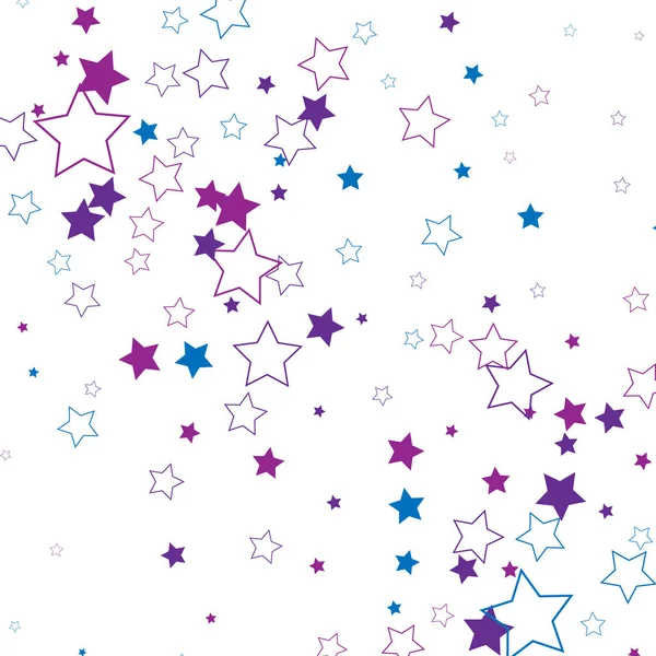 Abstrait fond blanc avec des étoiles magenta bleu confettis, élément de design — Image vectorielle