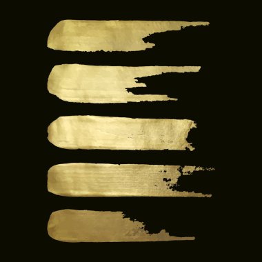 Siyah arkaplanda altın boya darbeleri koleksiyonu