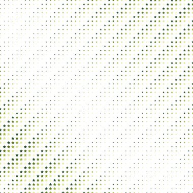 Abstract halftone star confetti. Vector star background. White background with green, light and dark green stars. Design for poster, postcard, invitation, gifts.
