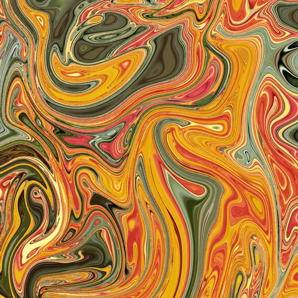 Farbkombination aus gelbem, orangefarbenem, rotem und grünem Marmor, moderne Kunstmalerei, Modedruck, Designelement — Stockvektor