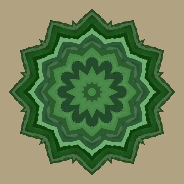 Vector rond patroon met gekleurde groene lijnen. Cirkel van symmetrie. Ontwerp-element. — Stockvector