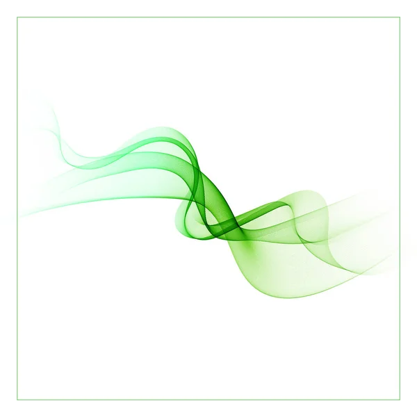 Grüne Welle auf weißem Hintergrund, transparenter grüner Wellenfluss abstrakter Hintergrund — Stockvektor