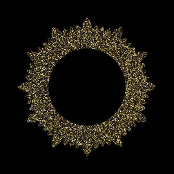 Gyllene konfetti cirkel ram eller blanka glitter partiklar bakgrund. — Stock vektor