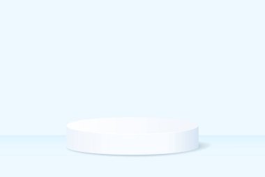 Hafif bir stüdyo arka planında sahne podyumu. Gerçekçi temiz çember, kaide, sütun, kaide.