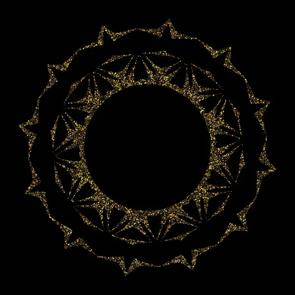 Círculo de ouro decorativo na forma de uma armação em um fundo preto, elemento de design — Vetor de Stock