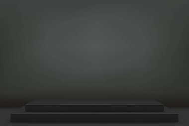 Soyut koyu arkaplan üzerine sunumlar için koyu kare vektör podyumu