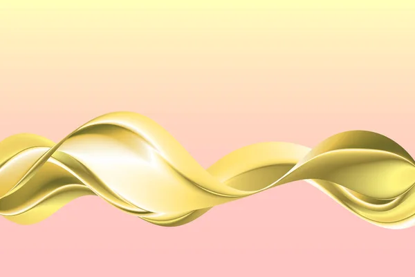 Golden wavy flow on an abstract color background. horizontal golden wave — 스톡 벡터
