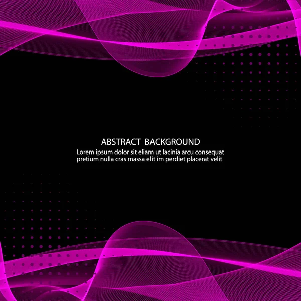 Abstract Black Background Pink Wavy Lines Wave Transparent Design Curved — Διανυσματικό Αρχείο