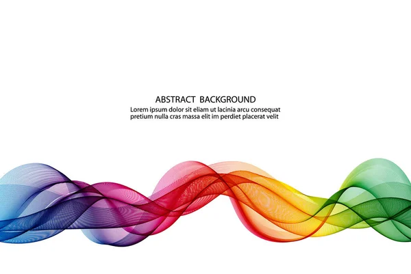 Abstract Transparent Smooth Colored Wavy Horizontal Curved Line White Background — ストックベクタ