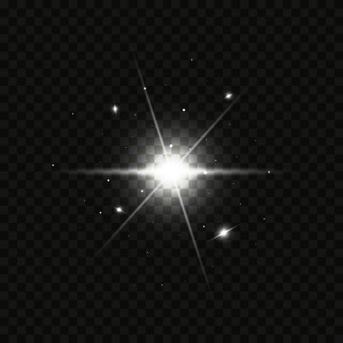 low light effect. Starburst with sparkles on dark background. Vector illustration.