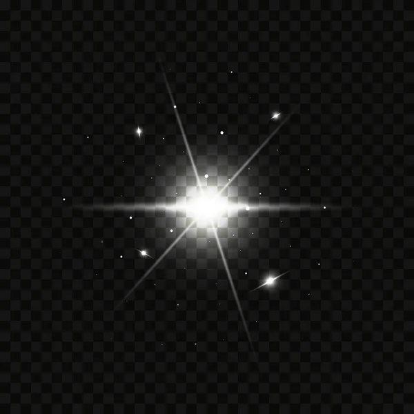 Low Light Effect Starburst Sparkles Dark Background Vector Illustration — Vetor de Stock