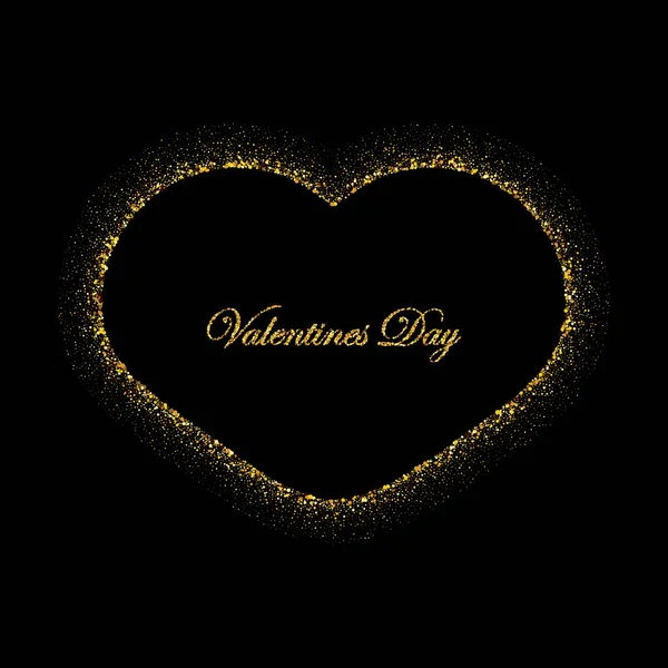 Dark Heart Background Golden Fine Sand Design Element Day Lovers — Stockvektor