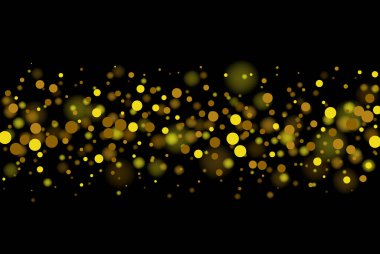 Vector luxury background for posters, banners or cards. Shiny gold, gold dust, gold dust bokeh on black background, festive poster design