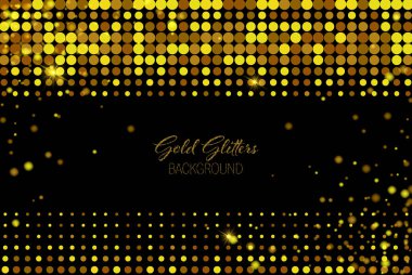 Altın disko arka planı. Siyah arka planda altın parıldıyor.