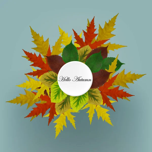 Vector Autumn Background Frame Maple Linden Leaves — Stock Vector