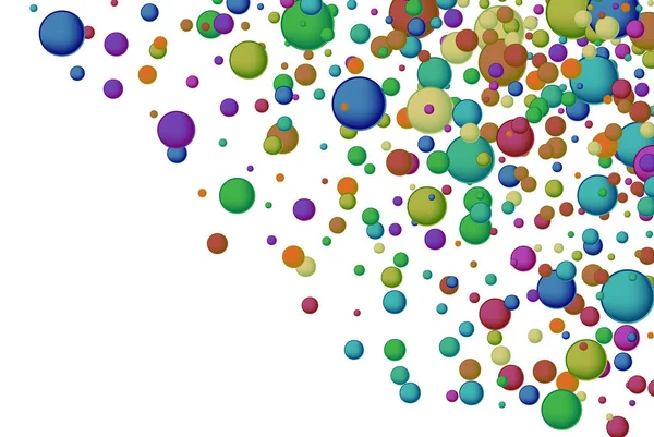 Renkli gökkuşağı mat topları. Çok renkli uçan kürelerle soyut kompozisyon. Vektör arkaplanı