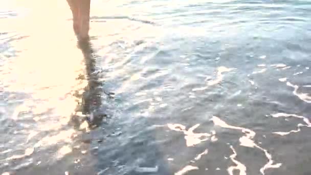 Güneşin Doğuşuyla Birlikte Güzel Bir Işıkla Denize Giren Kişi — Stok video