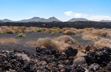 Tierra de Voclcanes 'deki volkanik araziler, İspanya' nın Kanarya Adaları, Lanzarote kentinin doğal parkı..