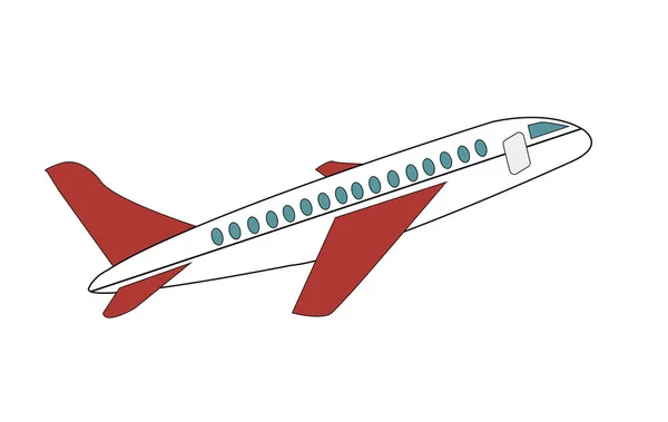 Avión Blanco Rojo Aislado Sobre Fondo Blanco Vector Ilustración Plano — Archivo Imágenes Vectoriales