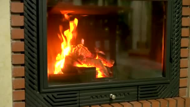 Warm Cozy Fireplace Wood Burning Cold Day Home Winter Homey — Video