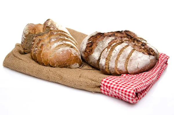 Pane affettato su una borsa — Foto Stock