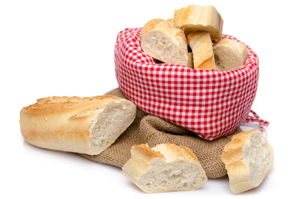 Pieces of baguette in a bag — Stock Photo, Image