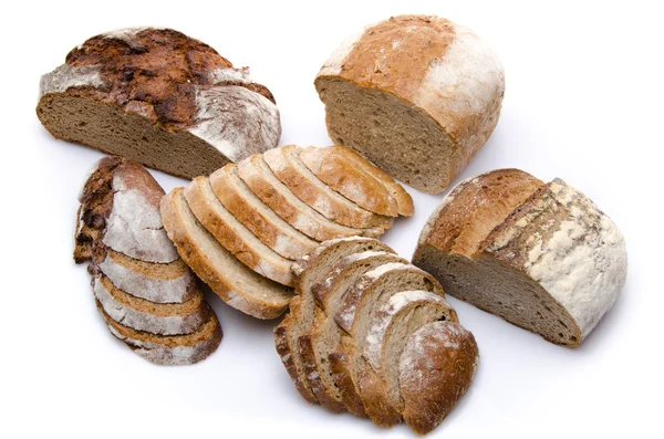 Diversi tipi di pane affettato — Foto Stock