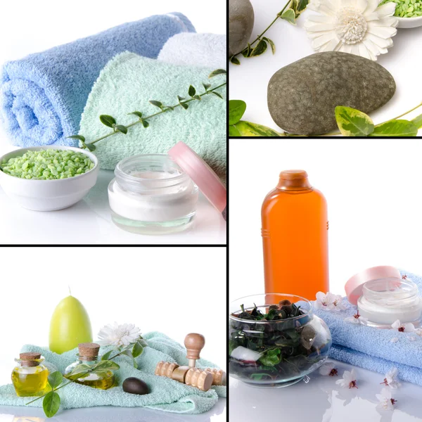 Collage of body care and spa products — Stock Photo, Image