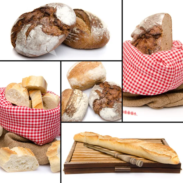 Assortment of bread collage — Stock Photo, Image