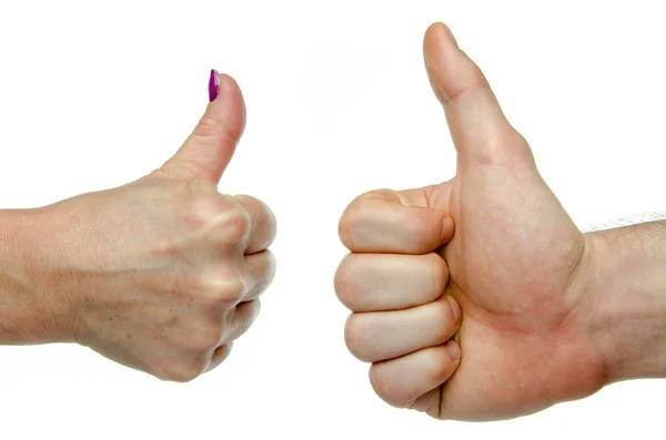 Две руки, показывающие большие пальцы вверх — стоковое фото