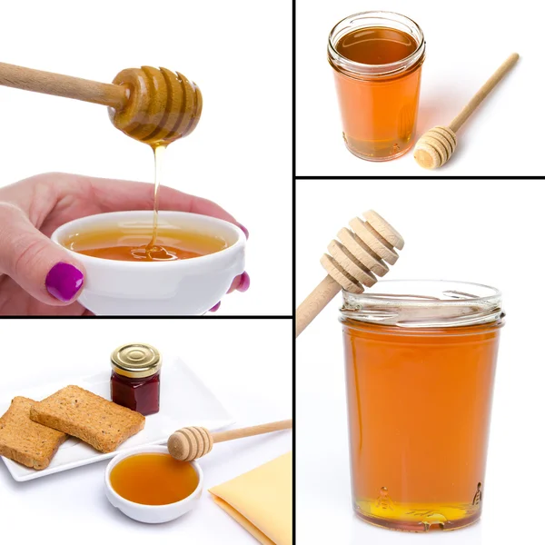 Collage of different compositions with honey — Stock Photo, Image