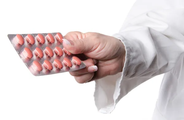 Nurse holding a blister pack with pills — Stock Photo, Image