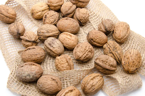 Nueces en arpillera — Foto de Stock