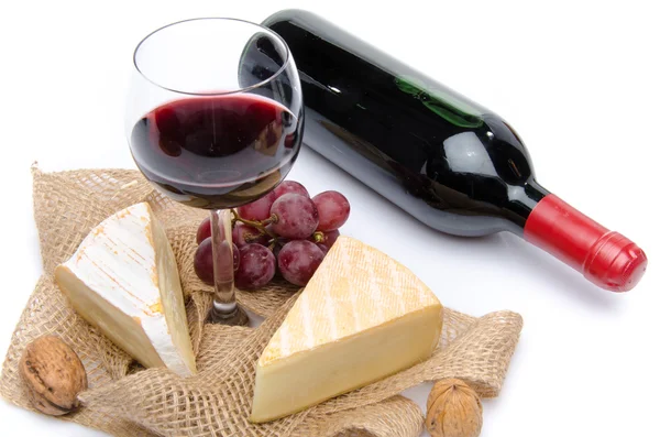 Composition of cheeses and wine — Stock Photo, Image