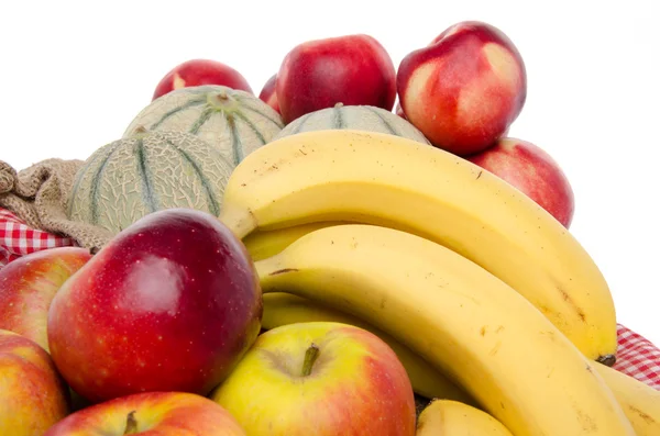 Composición de melones, nectarinas, manzanas y plátanos — Stockfoto