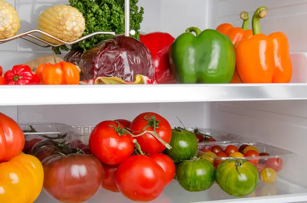 Different vegetables inside a refrigerator — Stock Photo, Image