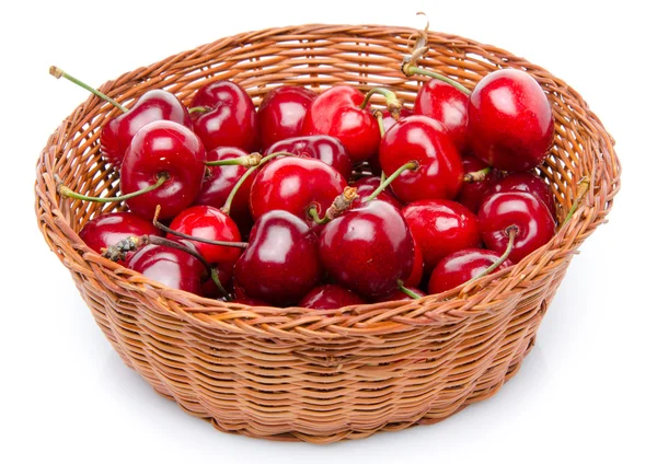 Fresh cherries in a basket — Stock Photo, Image